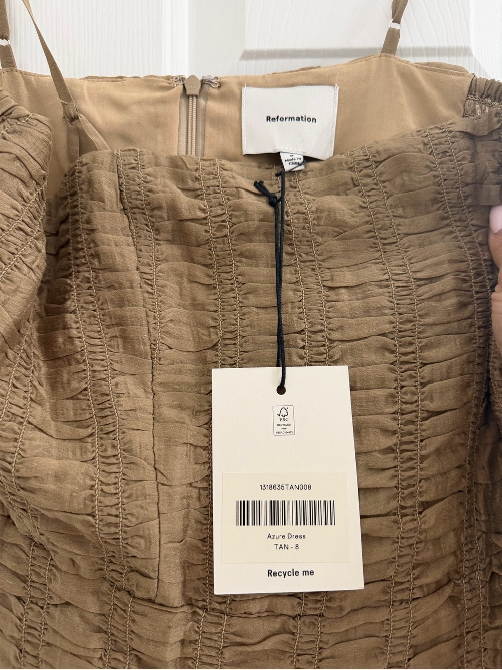 Reformation Azure Dress Natural - Size 8 - Picture 6 of 6
